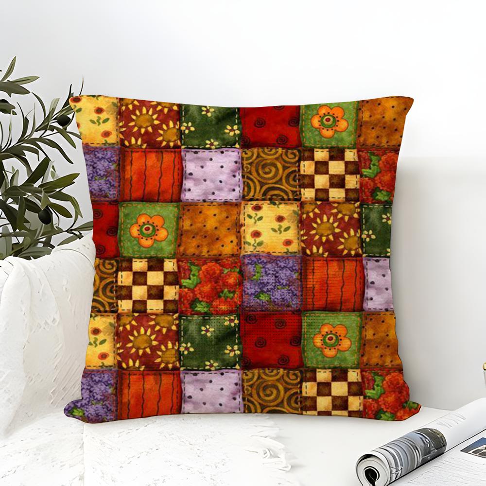 Square Cartoon Festive Print Pattern Pillow Case Linen Pillow Case Sofa Home Decor Cushion Cover Cushion Cove