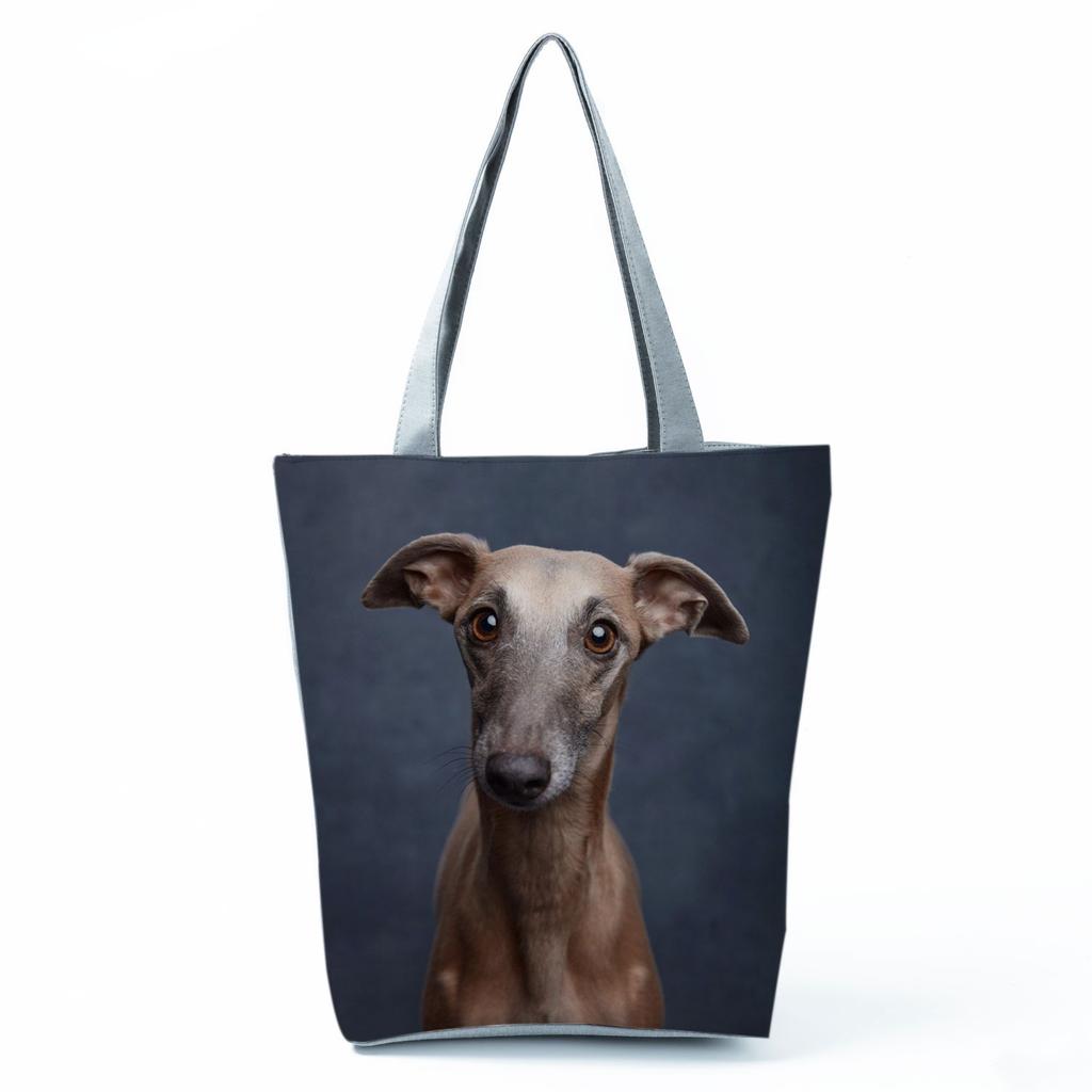 Greyhound Shopping Bags Casual Groceries Women Handbags Animal Dog Graphic Large Capacity Shoulder Bags Portable Foldable Totes