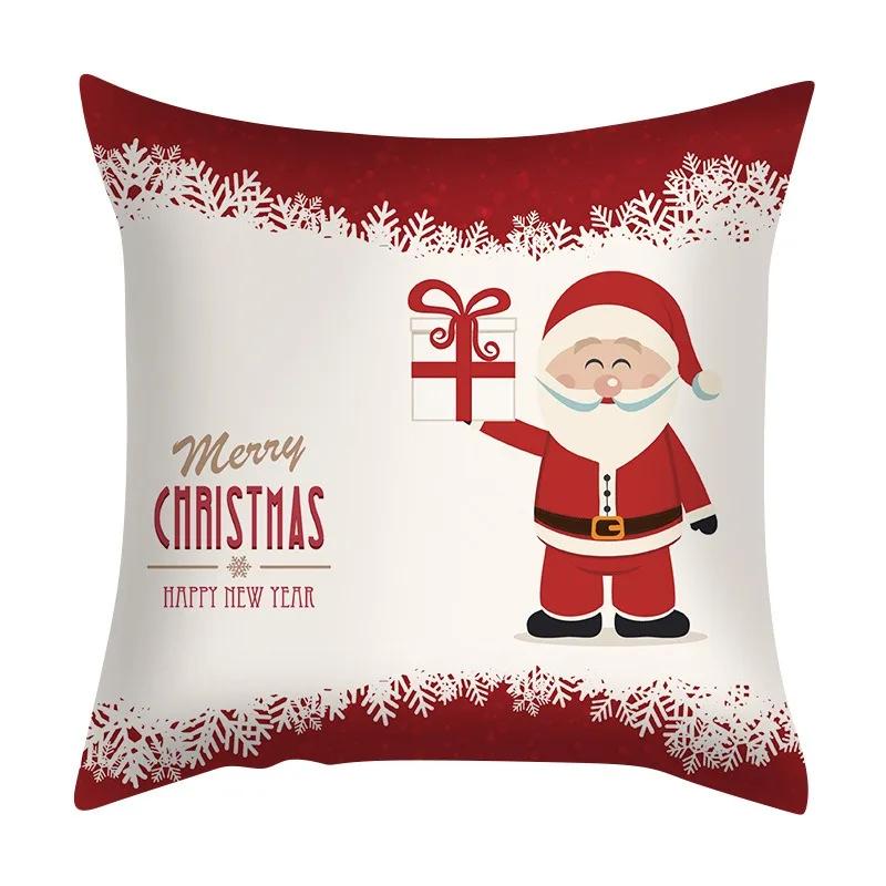 Christmas Set Luxury Home Decor Santa Claus Pattern Fashion Pillow Office Seat Cushion Cover