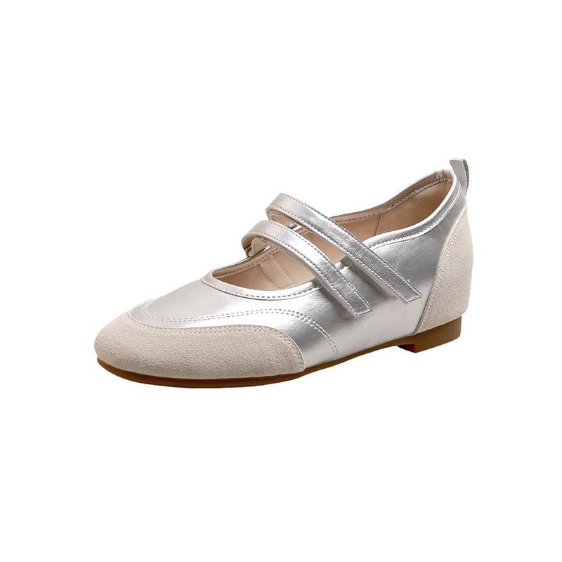 New retro color matching double word with versatile casual Mary Jane shoes inner height increase light mouth single shoes