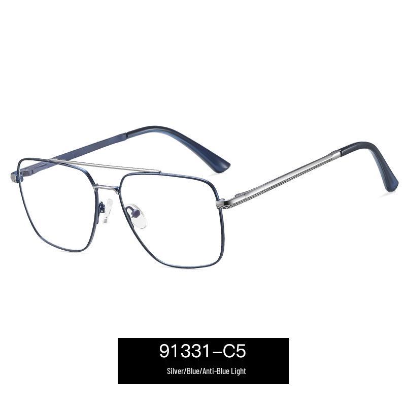 Fashionable High-End Men's Full-Rim Lightweight Metal Glasses with Prescription Lenses for Myopia