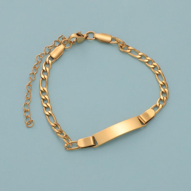 

Браслет из нержавеющей стали с лазерной надписью, персонализированные подарочные украшения 16+5cm золотой