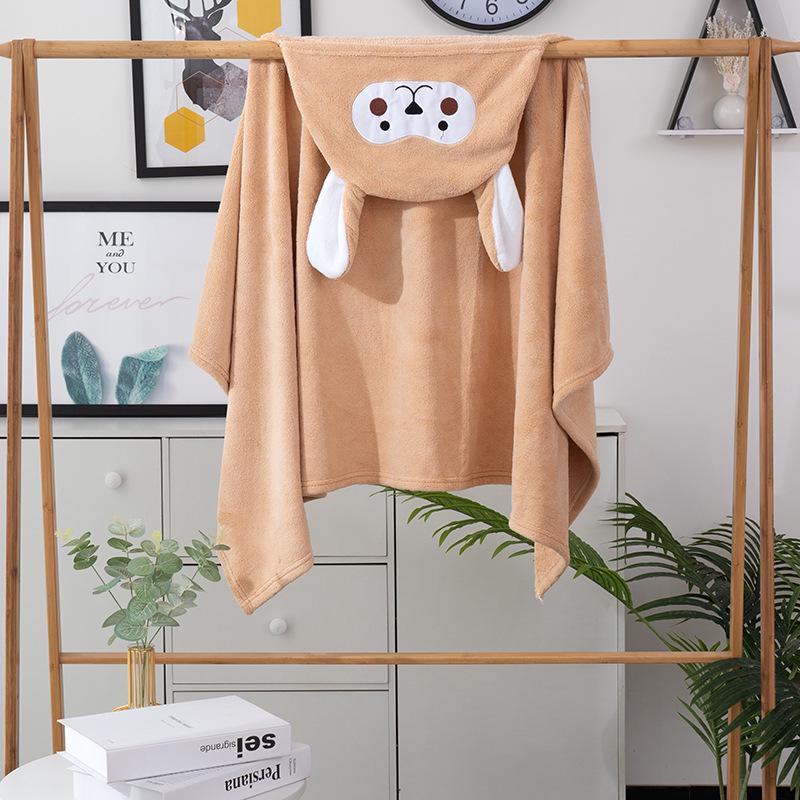 

Children s Soft Coral Fleece Hooded Bath Cape - Absorbent, Skin-Friendly, No-Shed, Four-Season Wear Cloak 70x140 cm