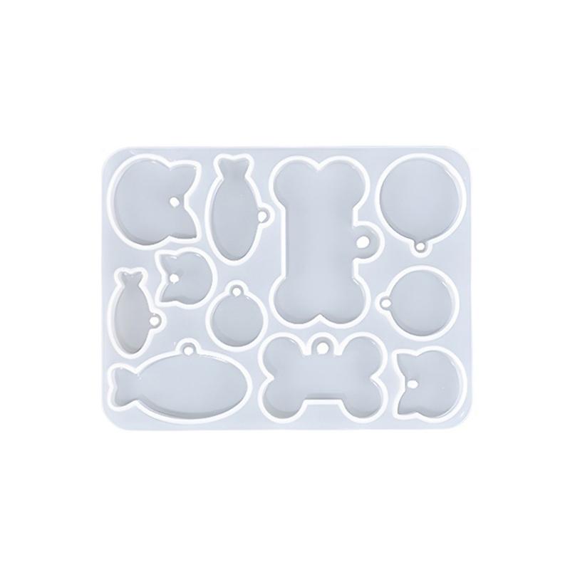 Dog Bone Shaped Tag Molds for Resin,Cat-Tag Keychain Silicone Resin Molds with Key-Rings for DIY Crafts Jewelry Making
