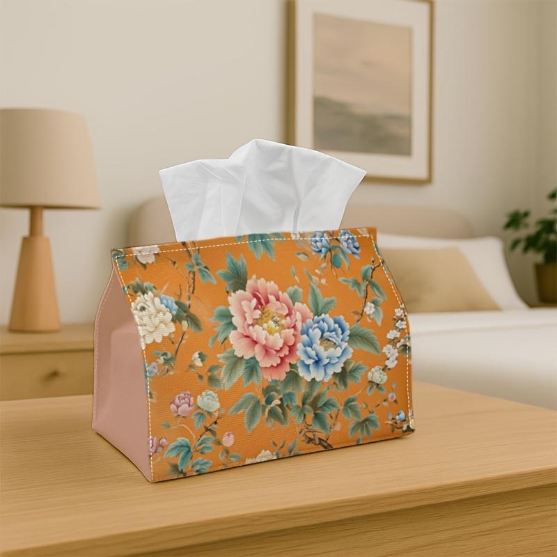 1pc Spring Tissue Box Holder - Lemon & Nature, Perfect for Living Room, Dining Room, Bedroom, Bathroom, Bar, or Office Decor, Holiday Table Elegant A