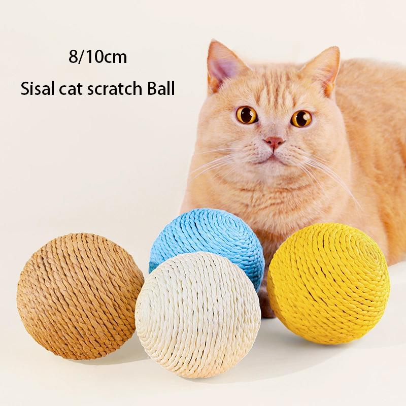 Interactive Sisal Scratch Ball for Cats, 8-10 Cm, for Cleaning Kittens Teeth, Anti-bite, Sound Toy, Pet Supplies
