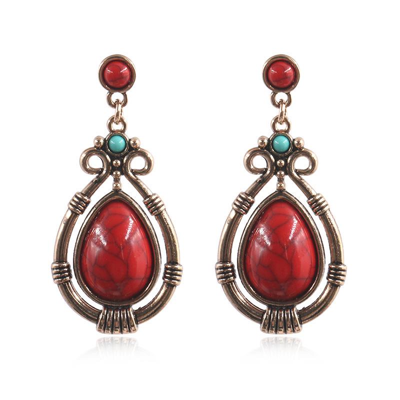 New Fashion Retro Palace Earrings Women's Accessories Water Drop Earrings Jewelry