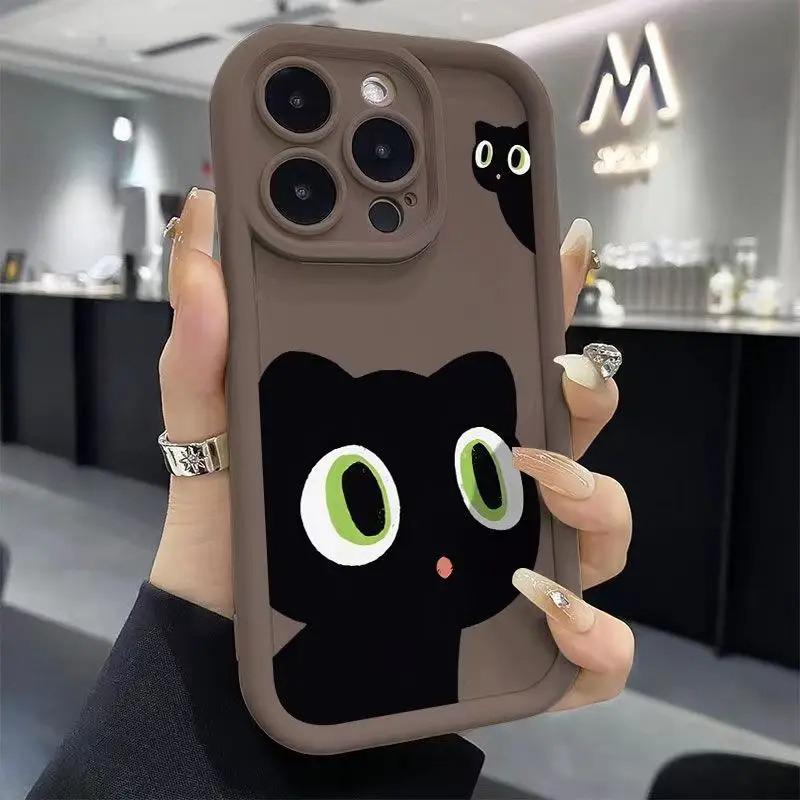 

Cute Cartoon Cat Phone Case For iPhone 16 15 13 14 12 11 Pro Max Mini X XR XS 7 8 Plus SE Matte Shockproof Silicone Soft Cover iPhone 15 Pro Max