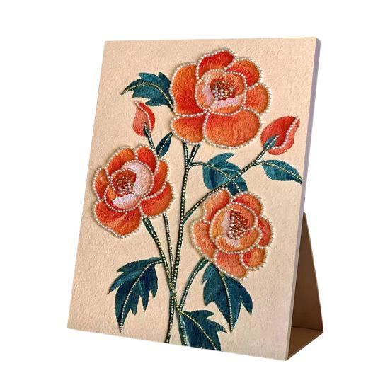 Faux Pearl Art DIY Kit 3D Butterfly Landscape Mosaic Stress Relief Craft for Adults Teens Pre-Printed Canvas with Glitter Resin