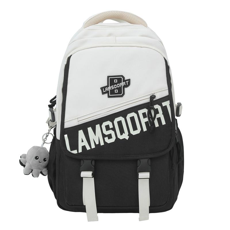 

Студенческая школьная сумка с цветными блоками, мужской рюкзак большой емкости, сумка для книг для старшеклассников, женский рюкзак с буквенным принтом чёрный