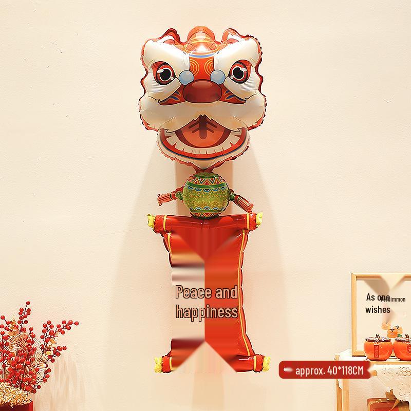 Lion Dance Balloon Decorations for Baby's Full Moon, First Birthday & Festive Photo Props