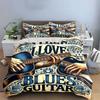 Blues Guitar Art Decor Set Soft Skin-Friendly Bedding Set Includes 1 Duvet Cover And 2 Pillowcase Gift