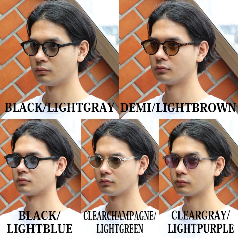 (Eight) Photochromic Polarized Crown Panto Sunglasses for Men and Women, Fashion Glasses, Comes with Dedicated Case, Light GrayLight Purple F