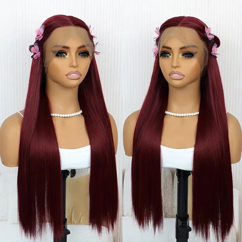 Hot-selling front lace wig long straight hair, chemical fiber full head cover fluffy natural wig spot wholesale