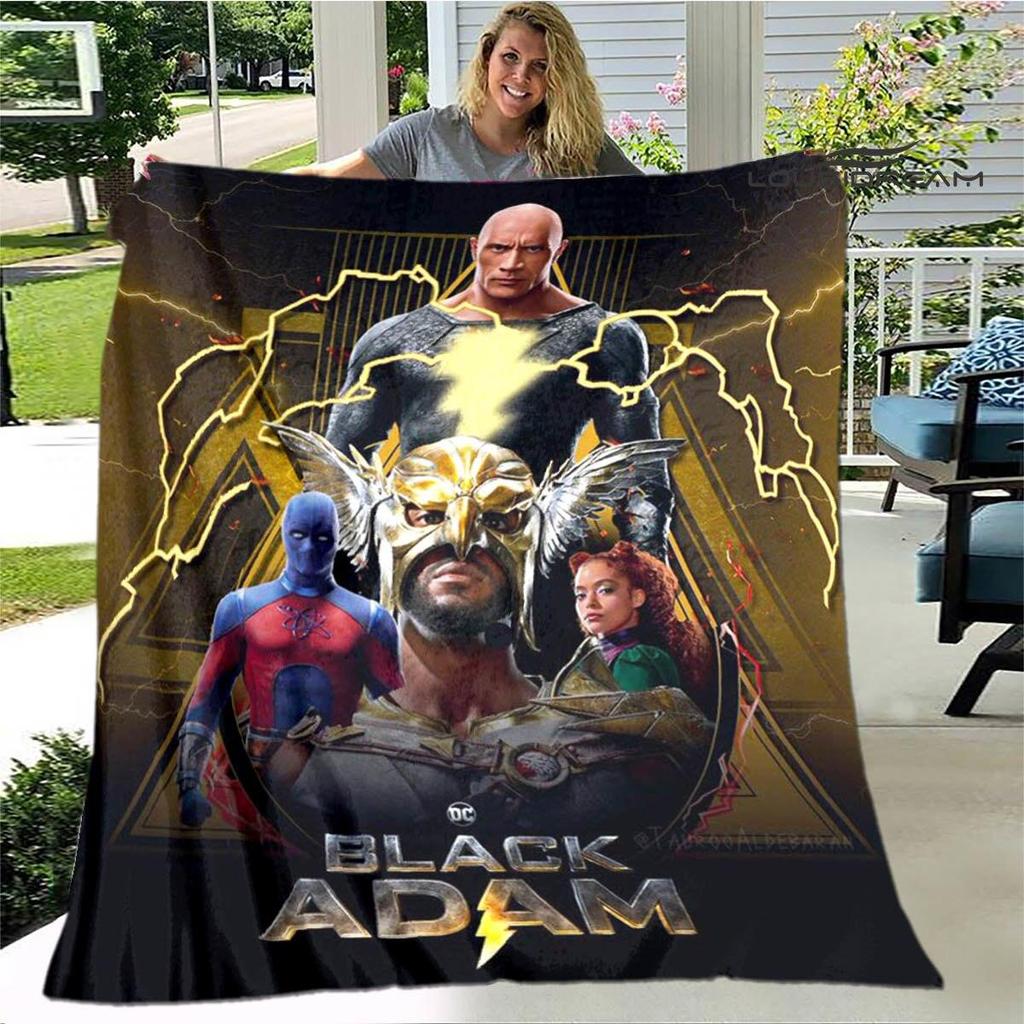 Black Adam poster printed blanket warming beautiful bed blanket flannel soft and comfortable home travel blanket birthday gift