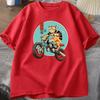Cat Motorcycle T Shirt Casual Cotton Short Sleeve Tshirt for Women Japanese Style Vintage Graphic Tees Unisexs Clothes Streetwear