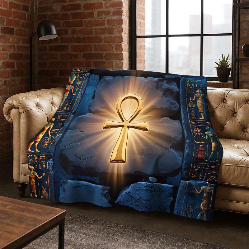 Egyptian Mythological mural pictograph Flannel Blanket Soft Warm Blanket Throw Blanket for Bedroom Living Room Bed Travel Picnic