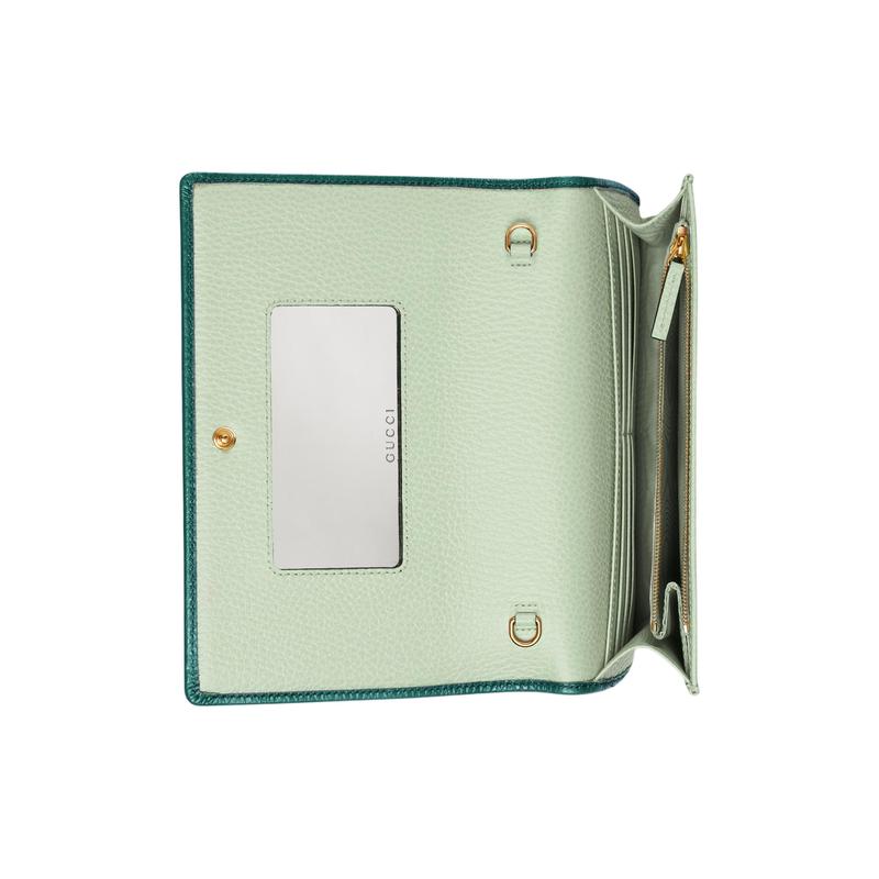 Gucci GG Emblem Double G Metal Decoration Cow Leather Crossbody Shoulder Bag Mini Women's Green