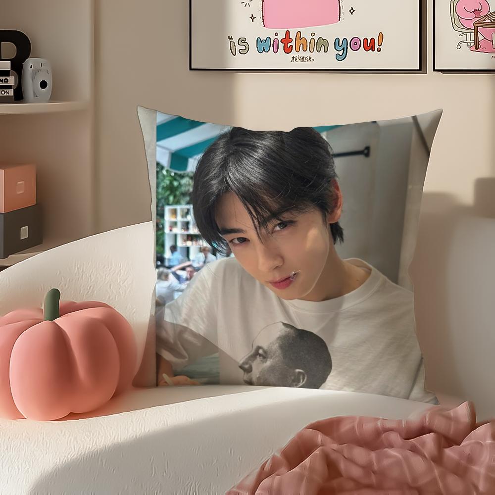 Handsome Kpop Idol CCha EEun Woo Cushion Cover Pillowcase Short Plush Invisible Zipper Room Sofa Cushion Cover
