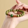 Natural green sandalwood bracelet and Hetian jade bracelet for women, new model Buddhist bead jewelry