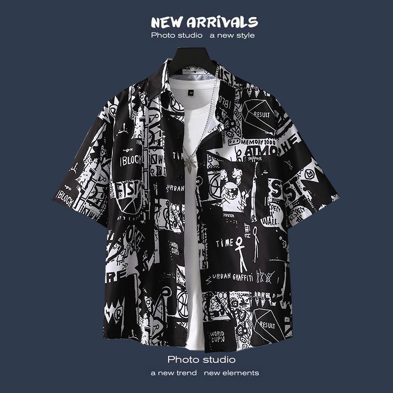 Men's Retro Hawaiian Floral Short-Sleeve Summer Shirt