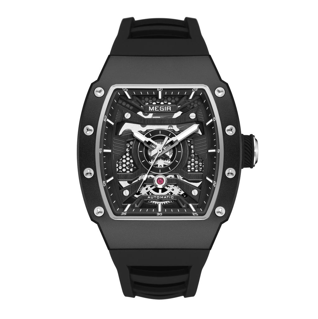 Megir Luxury Men's Automatic Mechanical Watch Waterproof Hollow Out Silicone Strap Sports Wristwatch Clock Reloj Hombre 8604