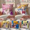 Magical Girly Cute Anime SSailor MMoon Cushion Cover Pillowcase Short Plush Invisible Zipper Room Sofa Cushion Cover
