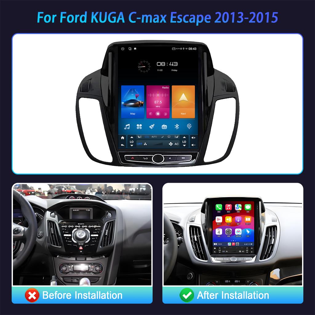 9.7inch Android 14 Multimedia For Ford KUGA C-max Escape 2013-2015 Autoradio  Radio QLED Player Navigazione Carplay Screen GPS