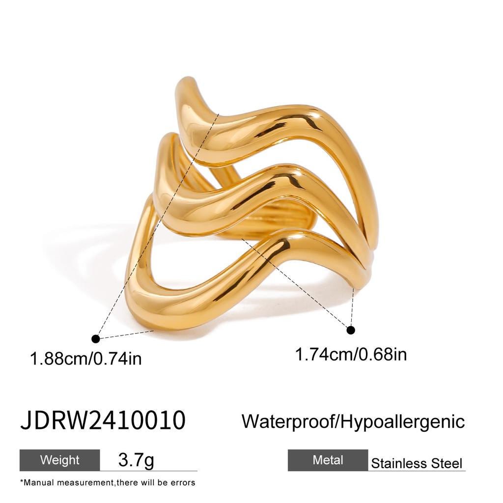 Uworld Fashion Open Ring 18K PVD Plated Smooth Metal Personalized Waterproof Jewelry for Women Gift