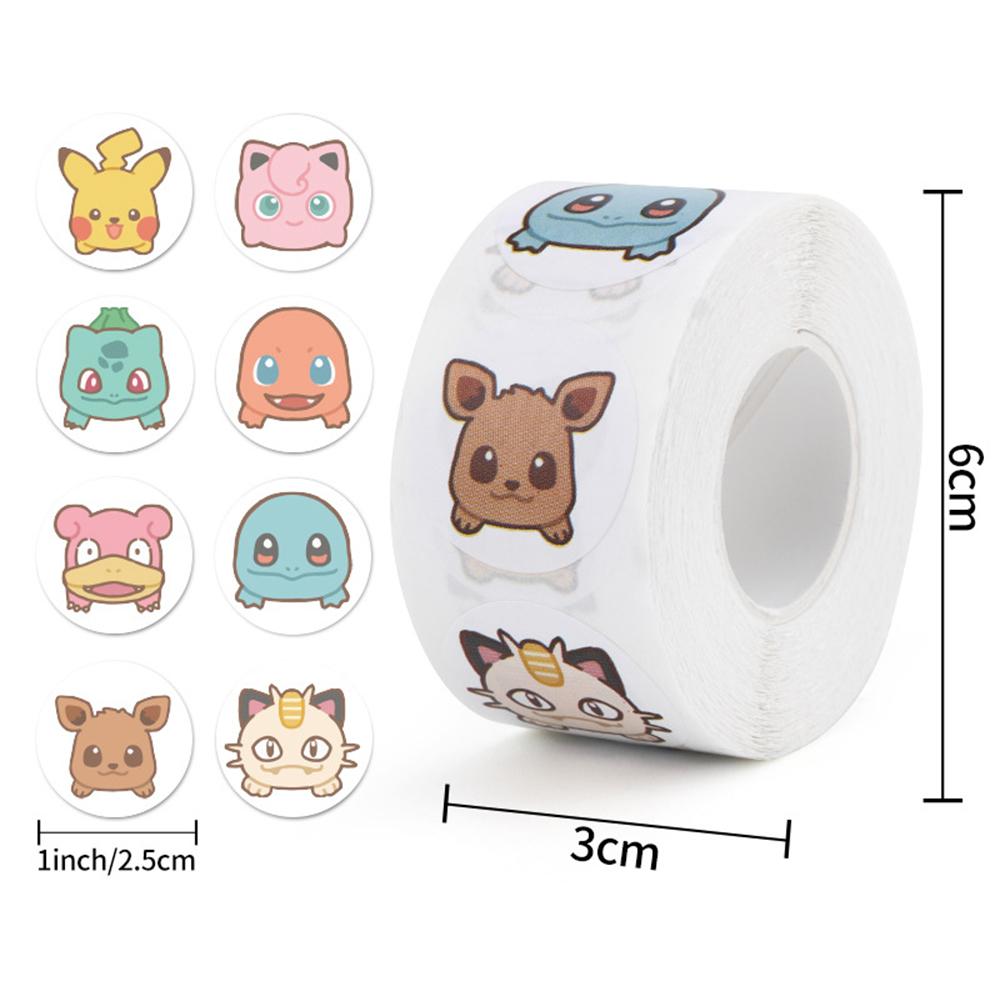 500Pcs Pikachu Anime Sticker Roll Kids Cute Cartoon Reward Encourage Sticker for Sealing Labels Thank You Sticker Toys
