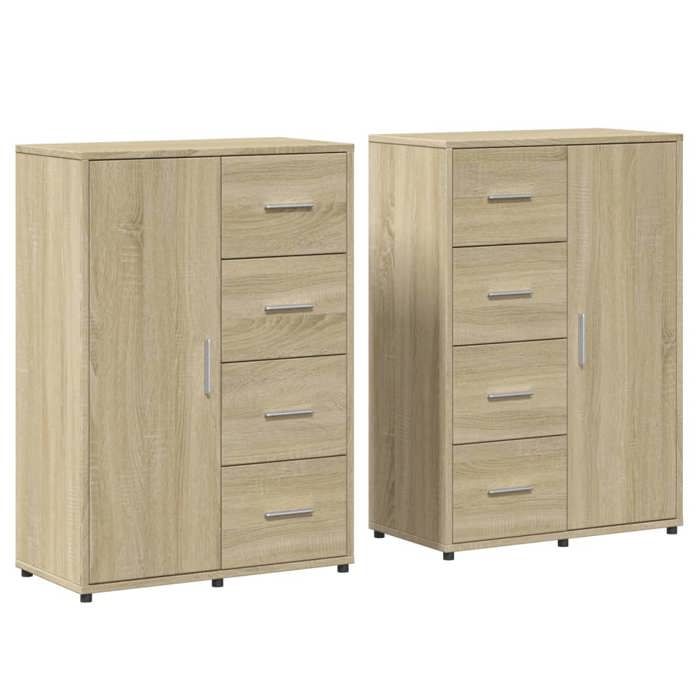 VidaXL Buffets 2 pcs chêne sonoma 60x31x84 cm bois d'ingénierie, armoire de rangement, meuble d'entrée, meuble d'appoint 3276590