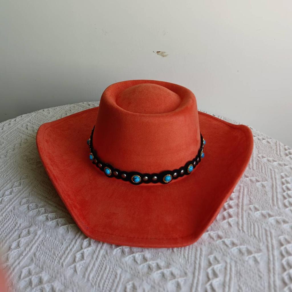 Cappello fedora western cowboy classico con top concavo convesso in camoscio a tesa larga uomo e donna cappello da cowboy moda festa cappello a tesa larga cowgirl