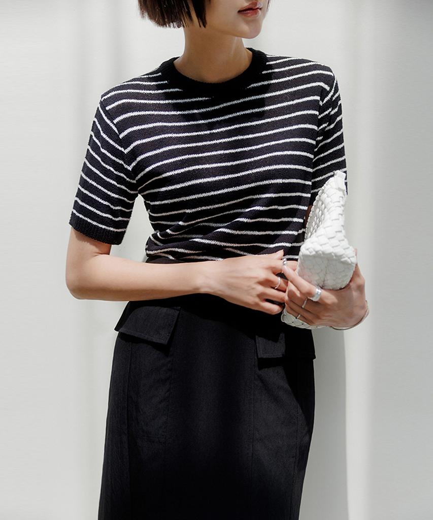 Memua Striped Boucle Knit (Black)
