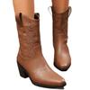 New Style Shoes: Retro Pointed-toe Chunk-heeled Boots, Versatile Mid-calf Riding Boots for Women, and Leather Boots