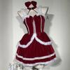 Halloween New Red Christmas Dress Velvet Sexy Bunny Role Play New Robe Dress