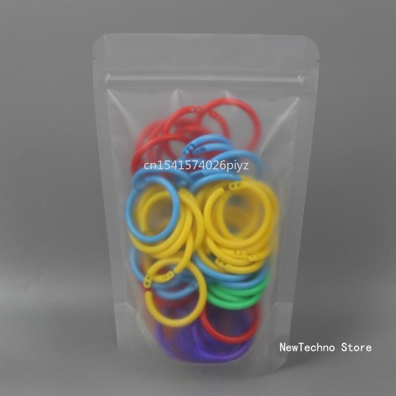 50Pcs Mixed Colors 15-40mm Plastic Ring Binder DIY Albums Circle Loose-leaf Book Hoops Opening Office Binding Supplies