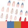 Nude&Red Fake Nails with Metal Shape Decor Charming Comfortable to Wear Manicure Nails for Women and Girl Nail Salon