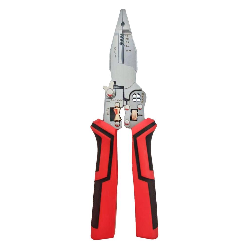 9-in-1 Multifunctional Wire Stripping Pliers with Voltage Tester, Wire Stripper/Cutter/Crimper Tool for Electrical Maintenance