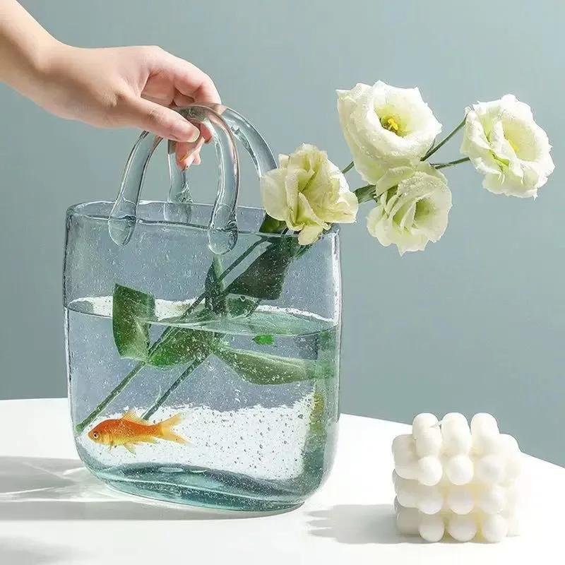 Glass Flower Vase Nordic Style Glasses For Plants Transparent Bubble Glass Flower Vases Flower Pot Home Decor Table Ornaments