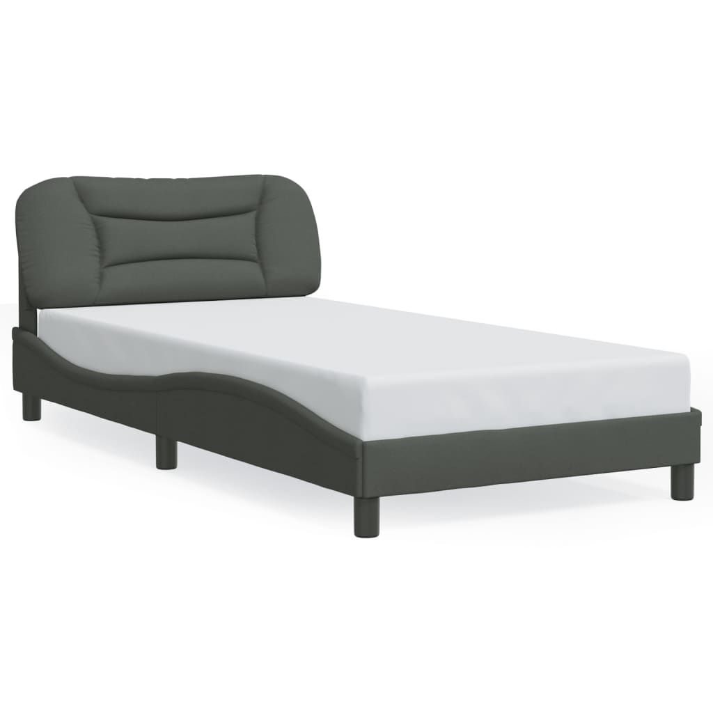 Vidaxl Rama Łóżka Z Led Bez Materaca Ciemnoszara 100X200 Cm Tkanina
