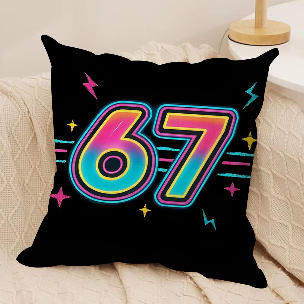 six seven Cushion Cover Soft Plush Fabric DoubleSided Printed Cushion Covers for All Seasons Modern HomeDecor Gift