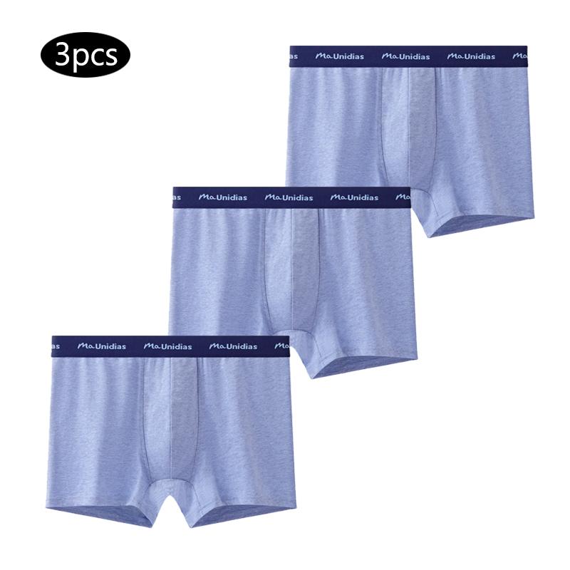 3 Stück/Packung Einfarbige Herren-Boxershorts Baumwolle Buchstabe Elastisches Band Herren-Slips