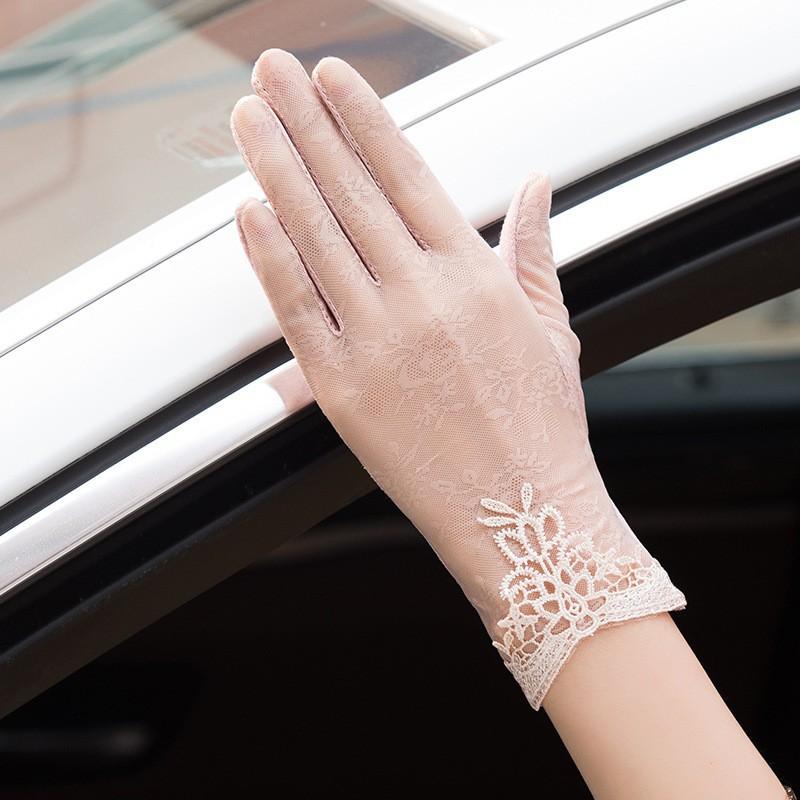 Spring and Summer Women's Sun Protection Gloves Lace Flowers Lightweight Driving Breathable Outdoor Sunshade Cycling Touch Screen Gloves