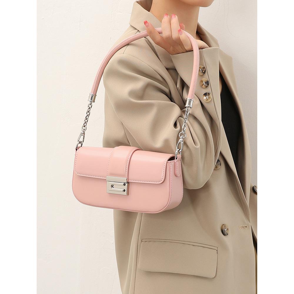 Small bag 2024 new model, high-end niche harmonica chain small square bag, baguette underarm bag, women's shoulder and crossbody bag