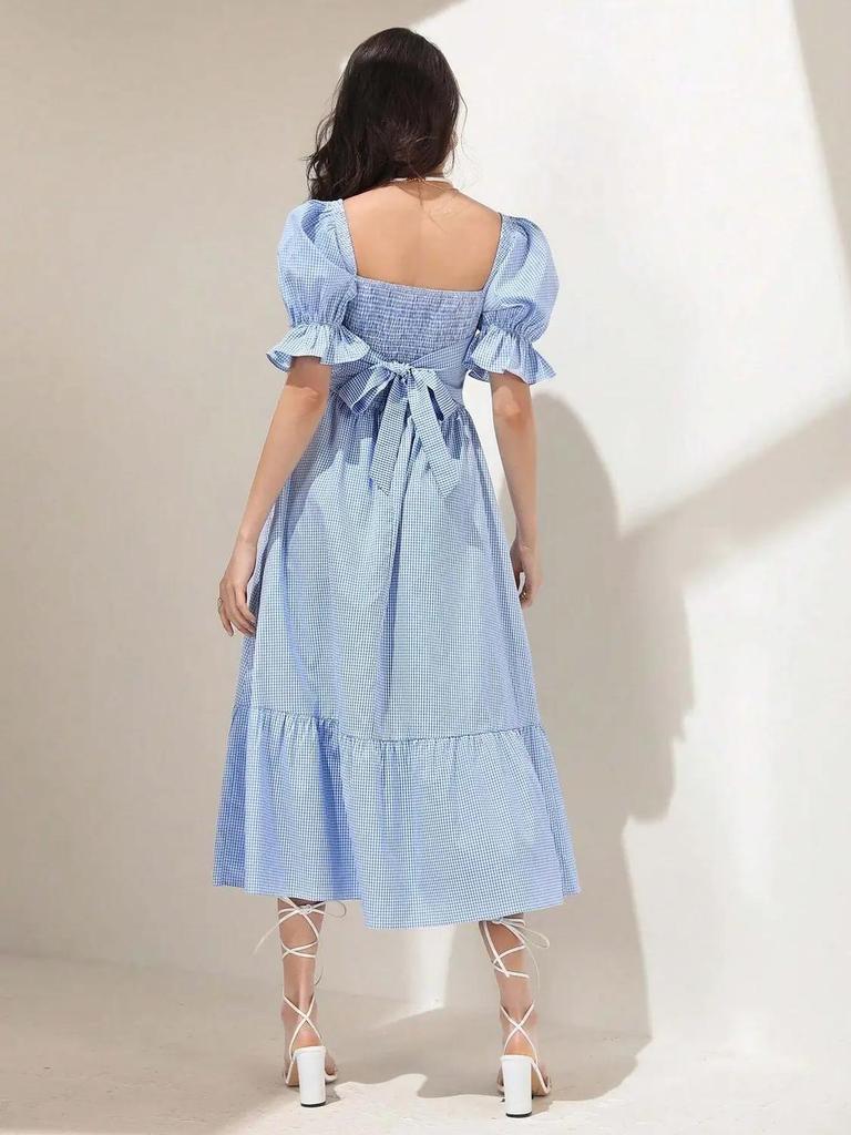 Women Fit and Flare Light Blue Maxi/Full Length Dress