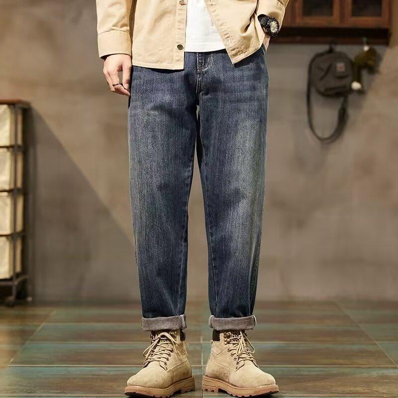 

Men s Jeans Winter-Autumn American Washed Slim Tapered Straight 33 синій