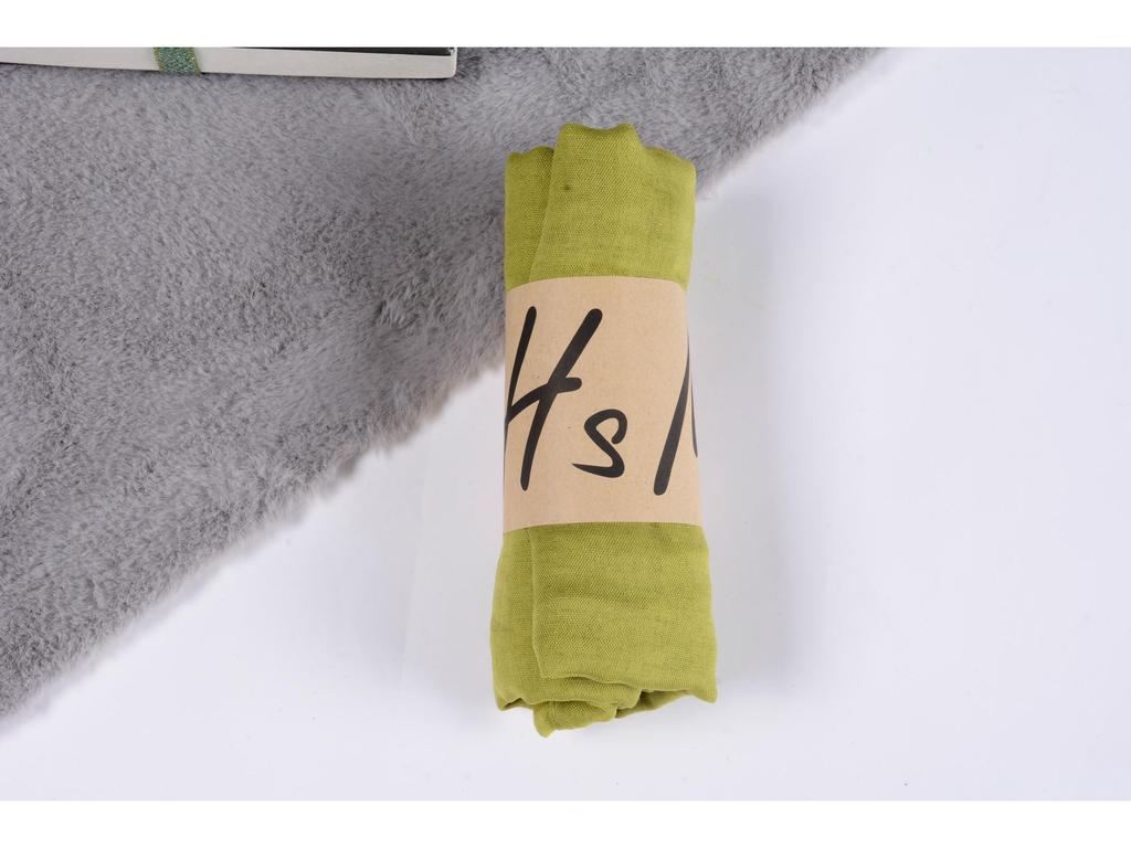 Eșarfă de bumbac și in de primăvară și vară pentru femei - Șal etnic plisat din tifon de culoare uni și batic de mătase.