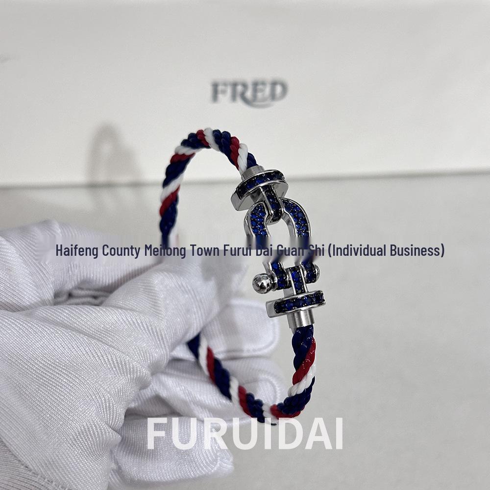 Bracciale Unisex Fei Family in Oro 18K Placcato, Ferro di Cavallo e Nodo Cinese Intrecciato, Bicolore in Nylon