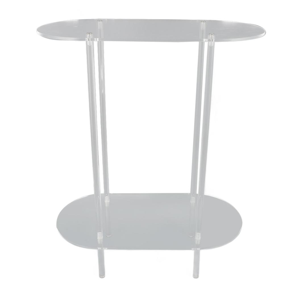 Clear Side Table Acrylic 2 Tier Oval Modern Detachable Nightstand End Table for Living Room Office