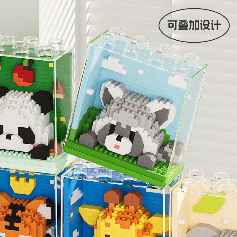 Activating Toys Red New Animal Miniature Building Blocks Zoo Panda Giraffe Koala Penguin Assembly Elephant Model Mini Brick Figure Toy Children
